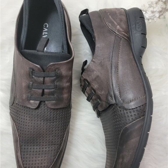 CALVEST Brown 360° Social Texture Leather Oxford Shoe Perforated Business Casual main image 8